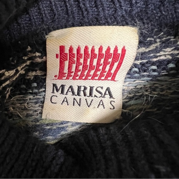 Vintage Marisa Canvas Indigo Fairisle Turtleneck Sweater Size XL - Picture 3 of 5